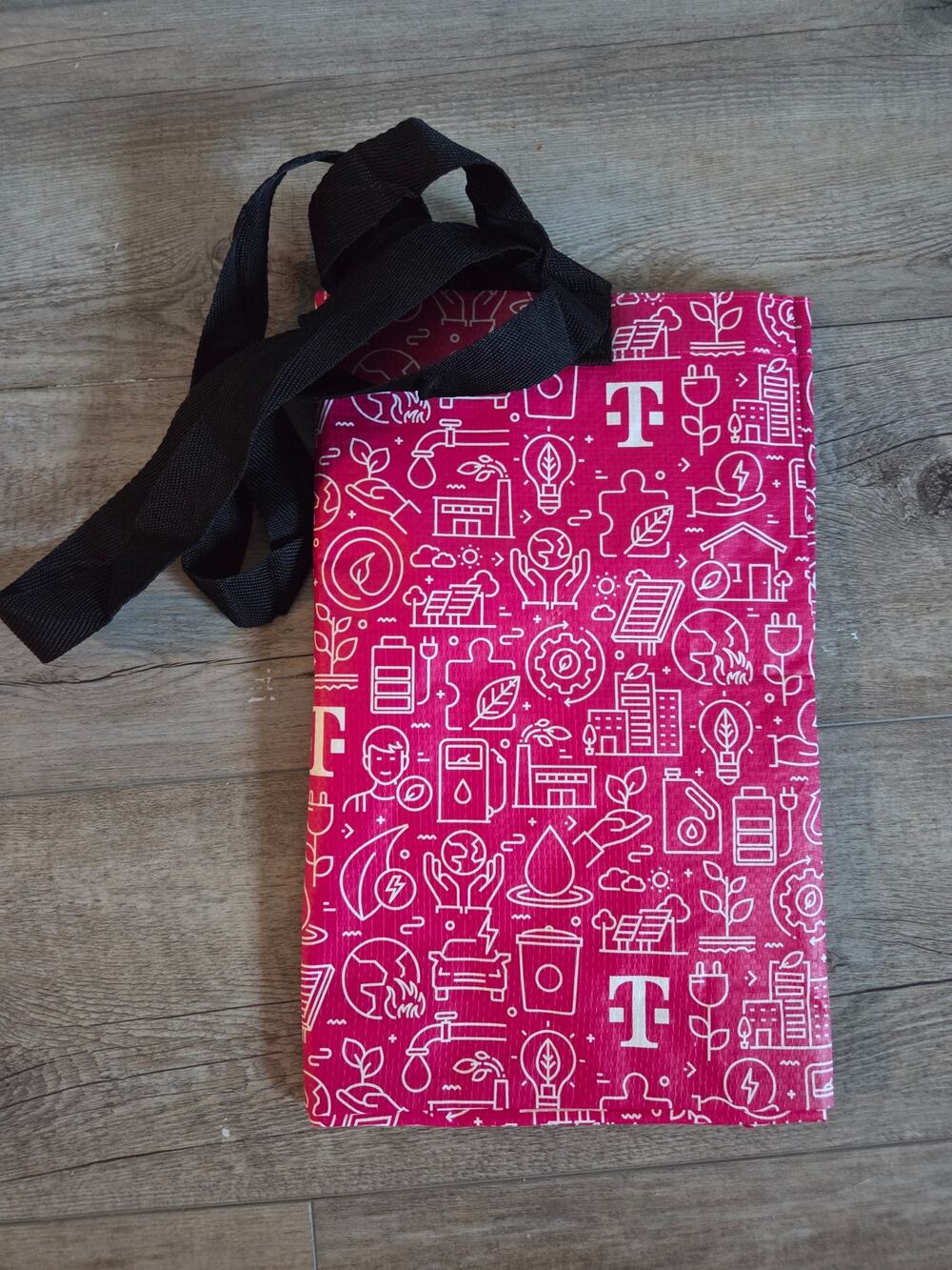 T-Mobile Promotional Reusable Shopping Bag Tote Magenta Sustainability Graphic
